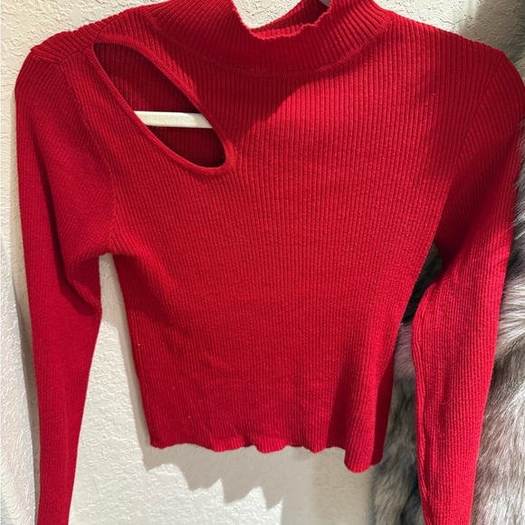 Red Ribbed Sweater - Picture 2 of 4